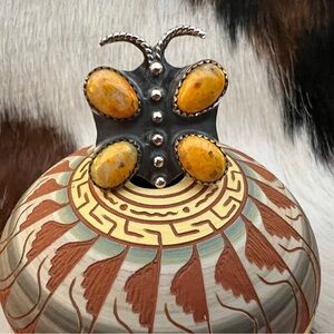 ❤️ Bumblebee Jasper  Butterfly Ring Sterling Silver Navajo Adjustable 10 Grams